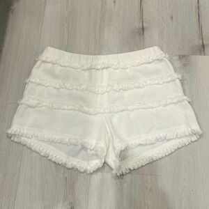 Elegant White Fringed High Waist Shorts